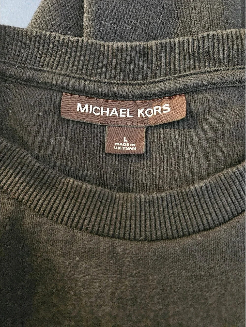 Michael Kors Black Cotton Blend Sweatshirt with Tonal Patch Detail Size L Unisex